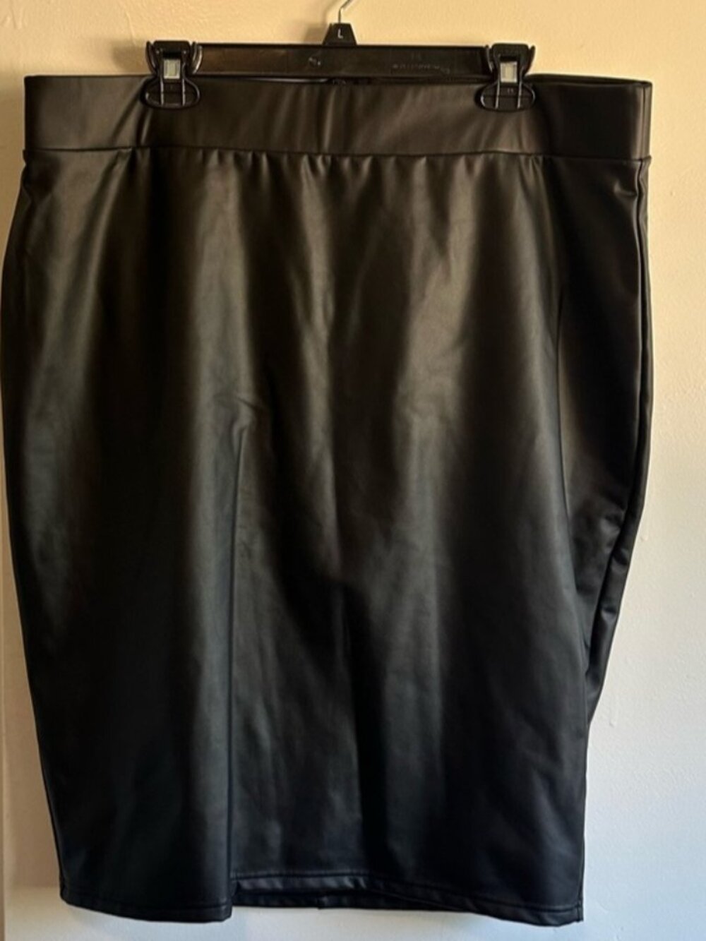 Black Faux Leather Pencil Skirt
